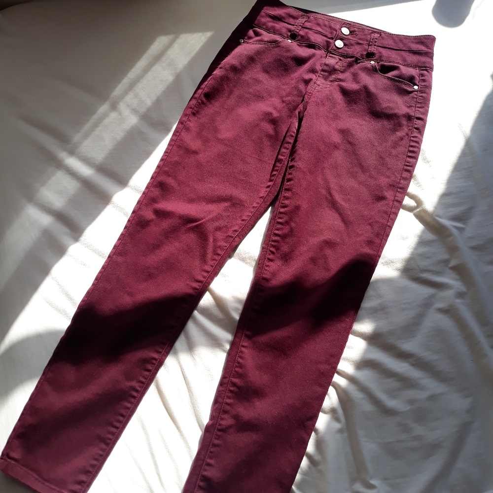 Maroon High Rise Pants